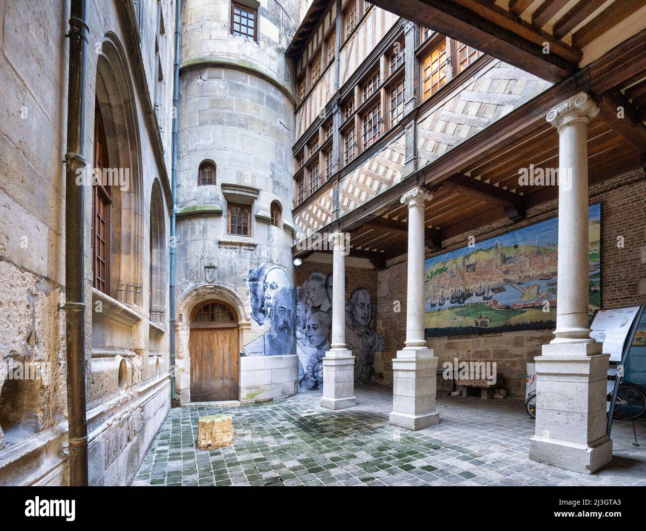 France, Seine Maritime, Rouen, inner courtyard of the tourist office Stock Photo