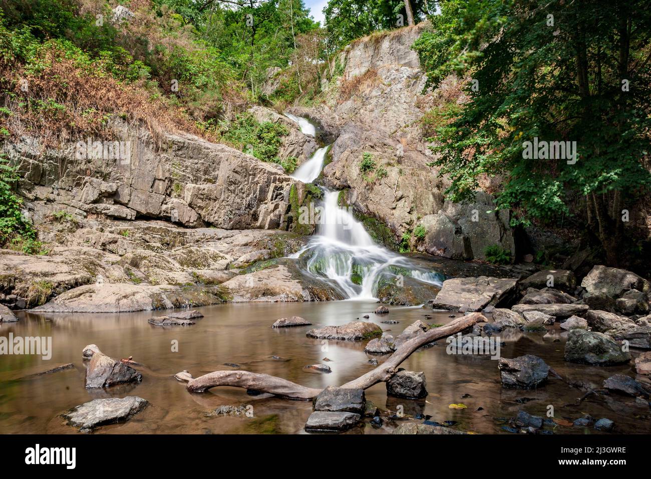 France, Manche, Mortain-Bocage, the Grande Cascade, located on the Cance river, 25 meters high Stock Photo