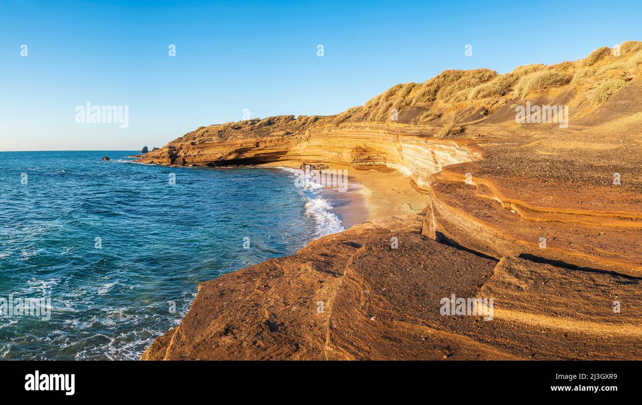 France, Herault, Le Cap d'Agde, volcanic cliffs Stock Photo Alamy
