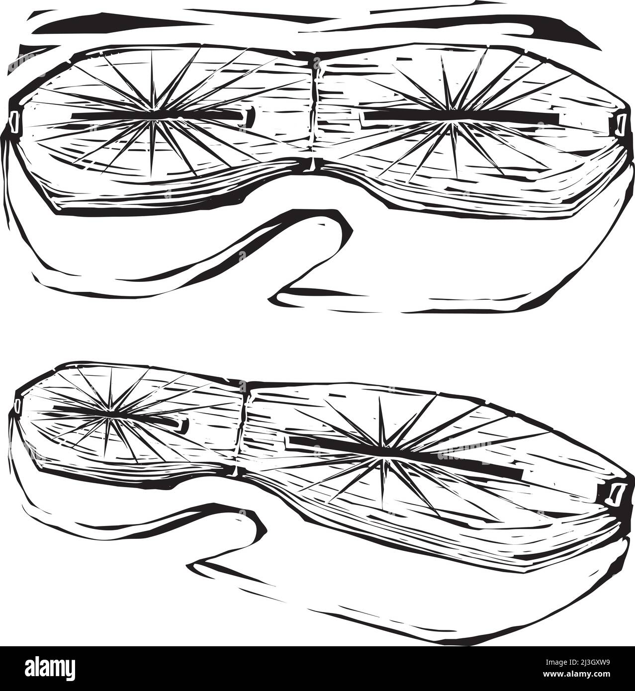 Woodcut style inuit or eskimo bone snow goggles Stock Vector Image