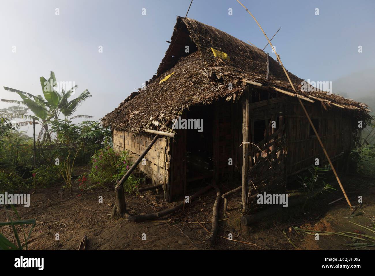 Philippines, Palawan, Rizal, Singnapan Valley, trek to meet the Tau't Batu people, traditional housing Stock Photo