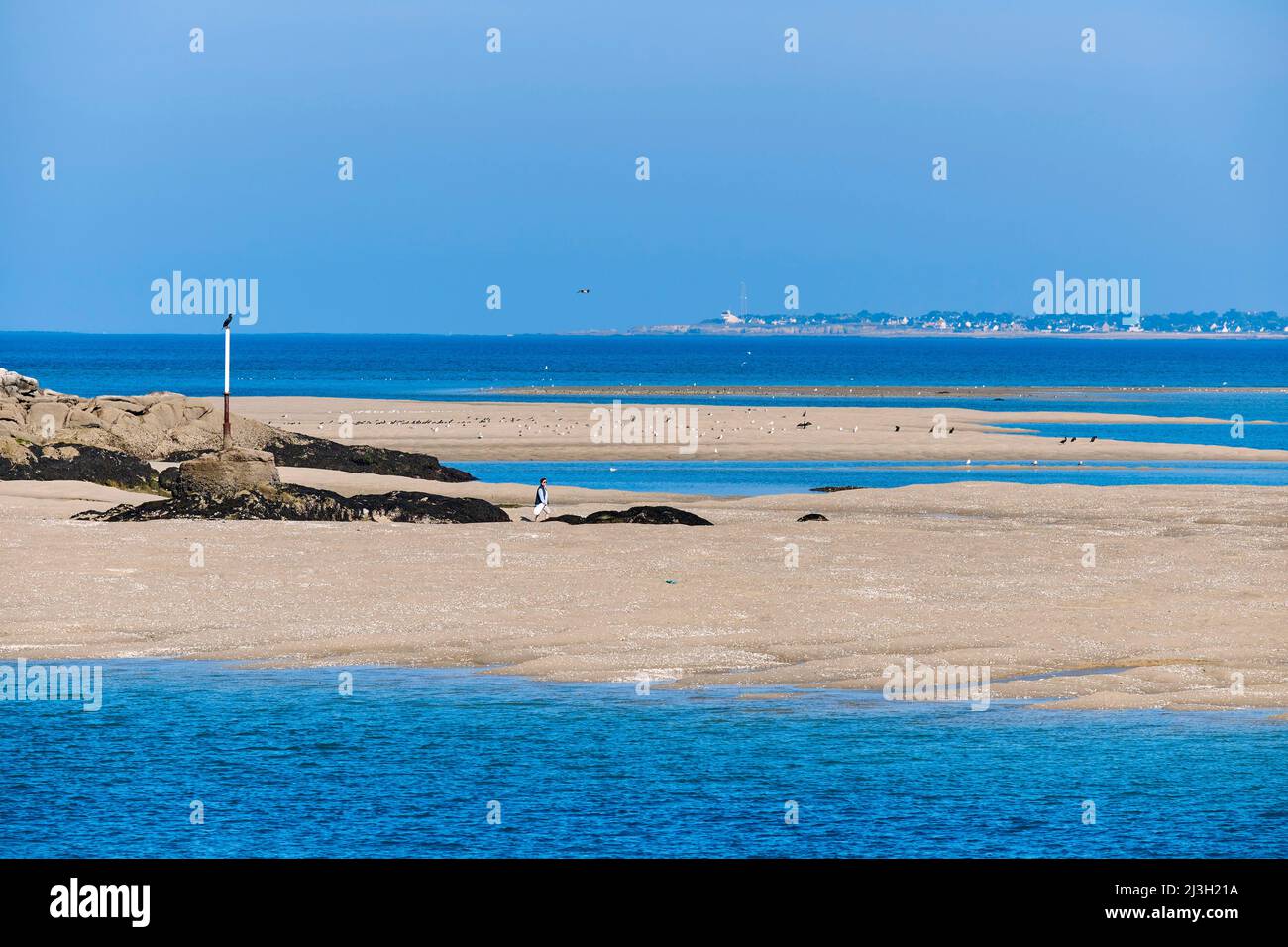 France, Loire Atlantique, Guerande peninsula, Le Croisic, the Pen Bron channel at low tide Stock Photo
