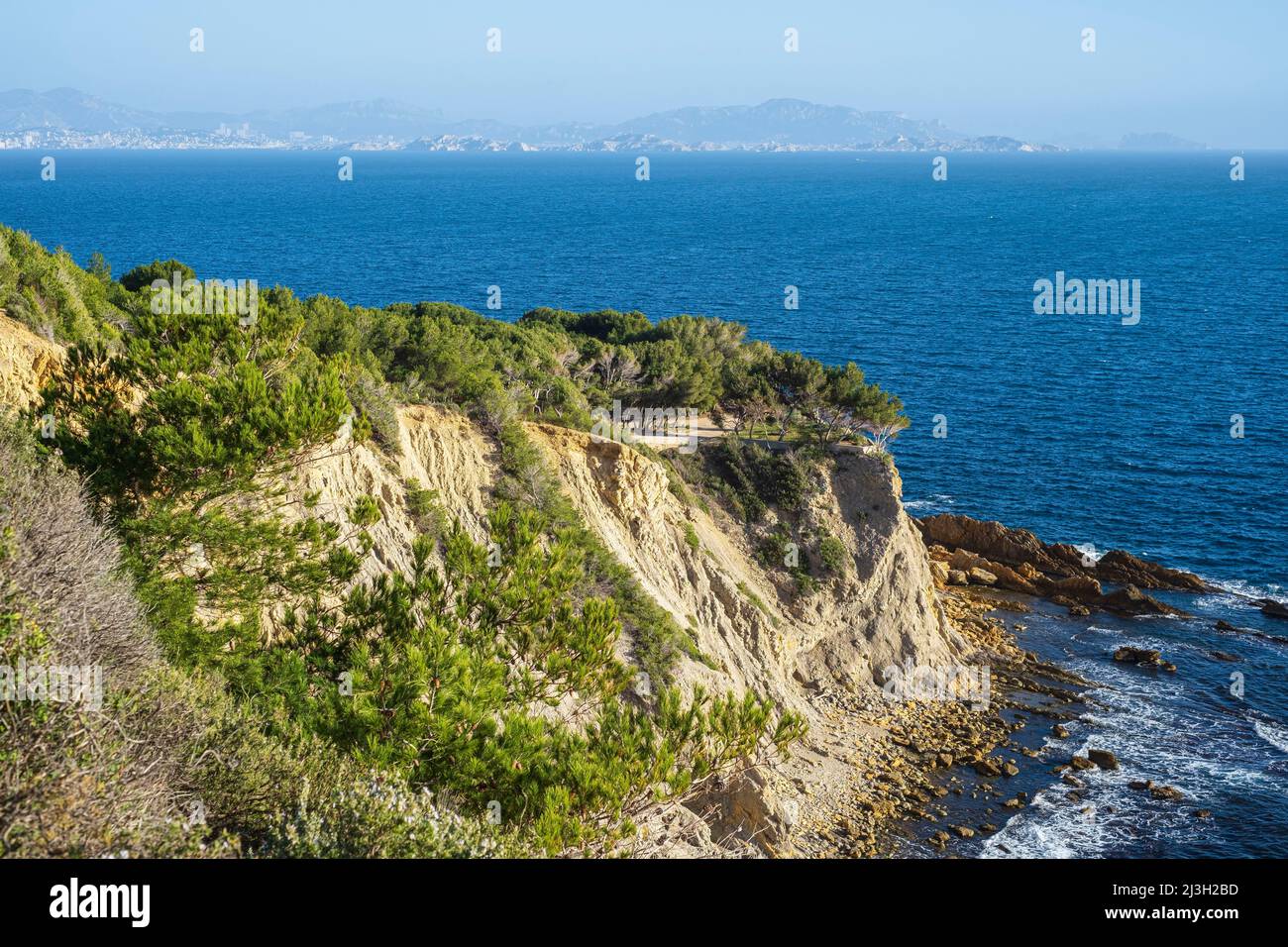 France, Bouches du Rhone, Blue Coast, Ensues-la-Redonne, cove of ...