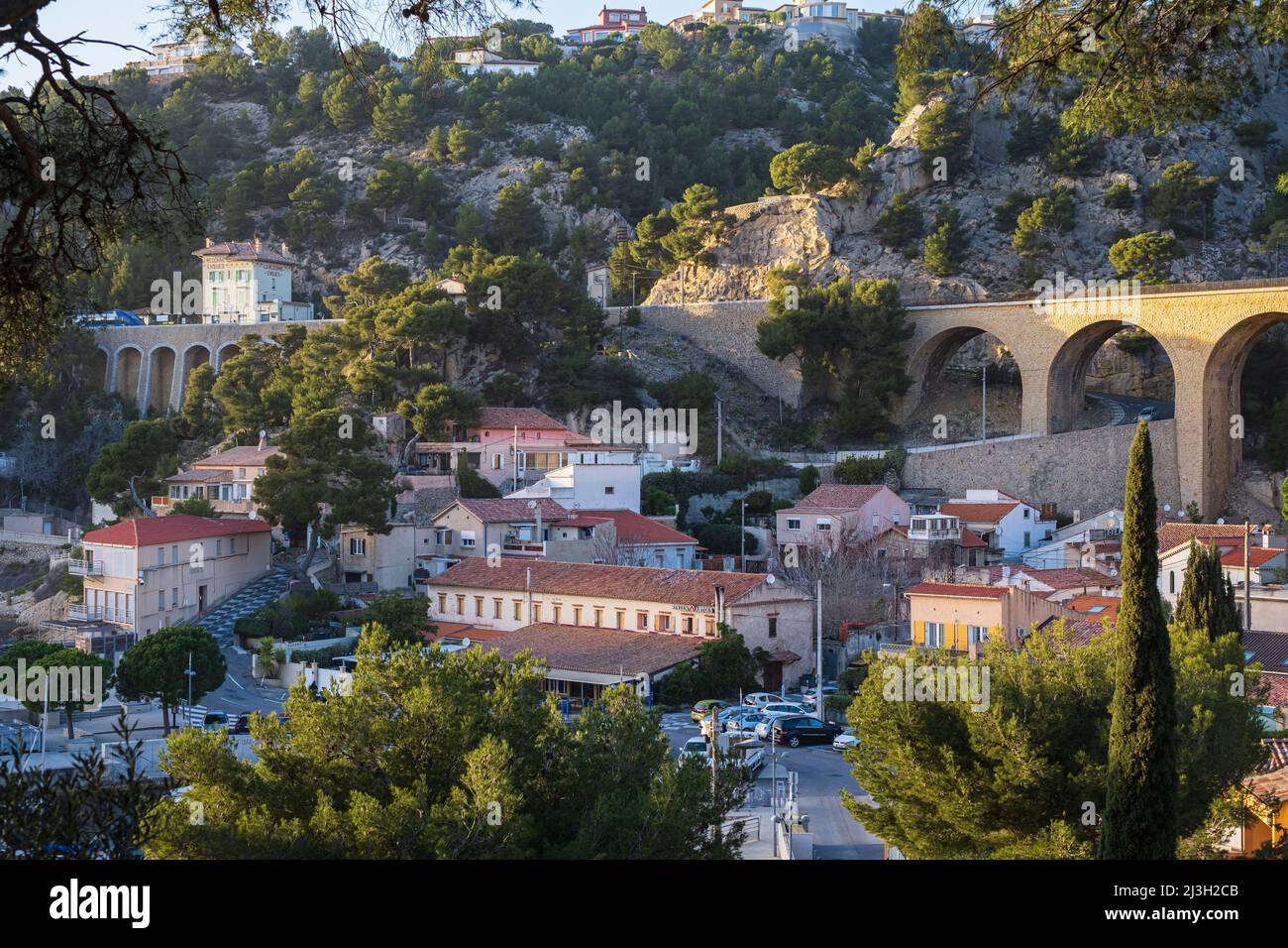 France, Bouches du Rhone, Blue Coast, Ensues-la-Redonne, cove of La ...