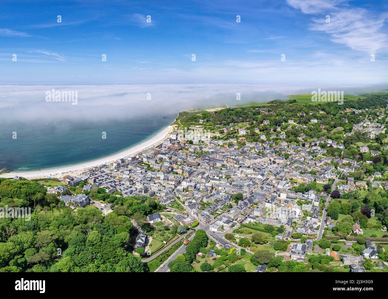 France, Seine Maritime, Etretat, Cote d'Abatre (aerial view Stock Photo