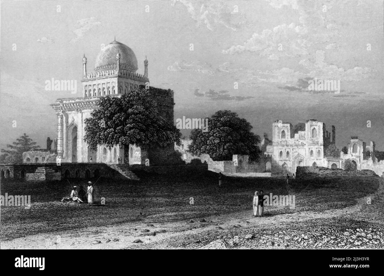 'Mosque of Mustapha Khan, - Bejapore', 1834. The Nawab Masjid (Mustafa Khan Mosque) at Bijapur in Karnataka, India. From &quot;Views in India, China and on the Shores of the Red Sea, Vol. II&quot;. [Fisher, Son &amp; Co., London, 1835] Stock Photo