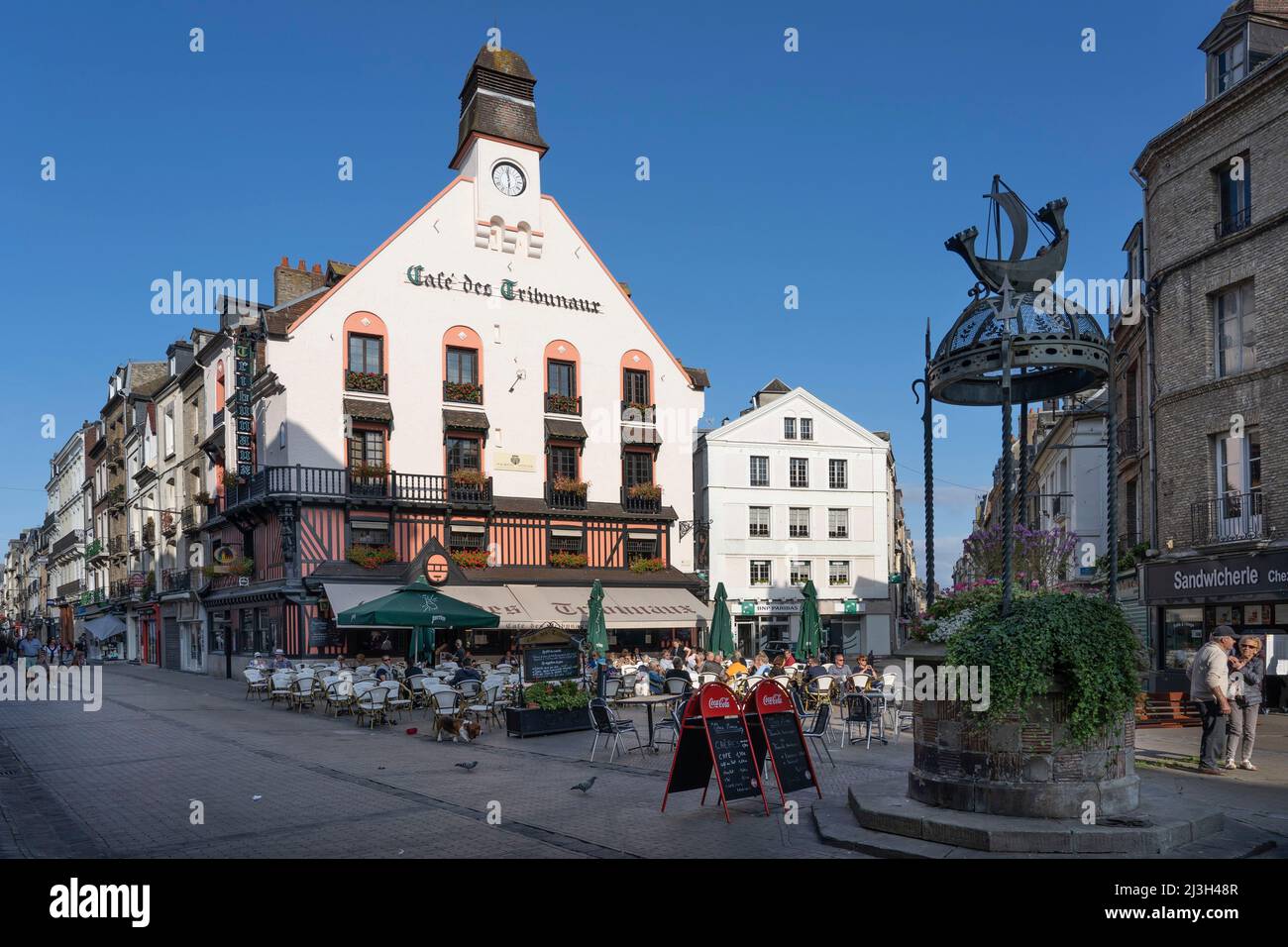 France, Seine Maritime, Dieppe, Cote d'Abatre, downtown, Tribunaux cafe Stock Photo