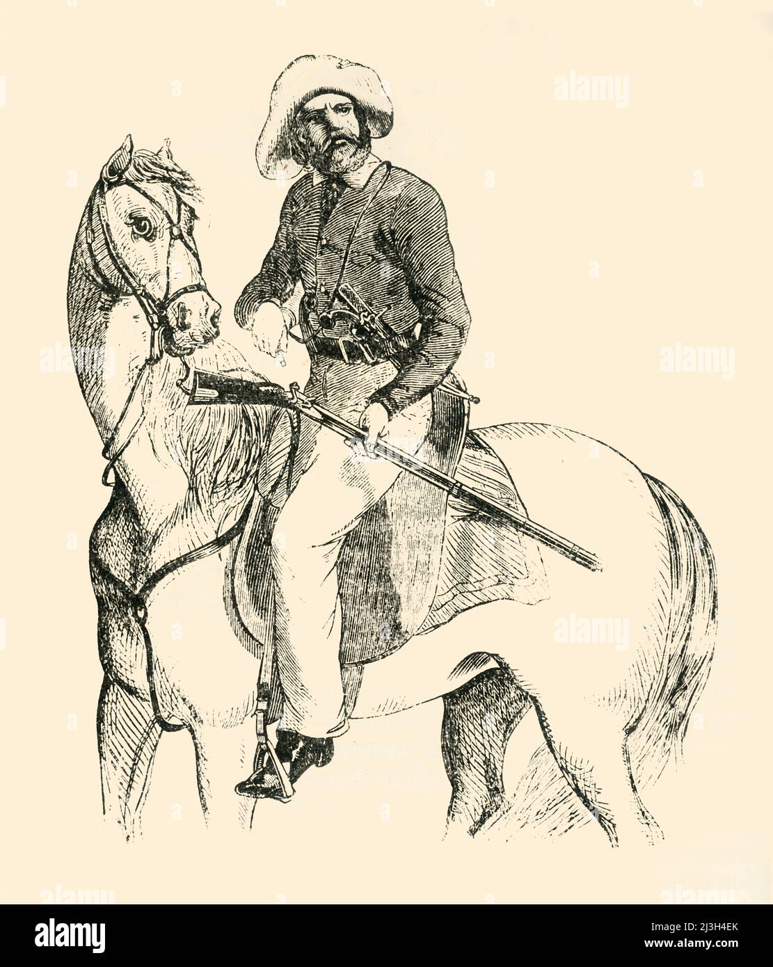 'A Texas Ranger', 1849. From &quot;Pictorial History of Mexico and the Mexican War&quot;, by John Frost, LL.D.. [Thomas, Cowperthwait and Co., Philadelphia, 1849] Stock Photo