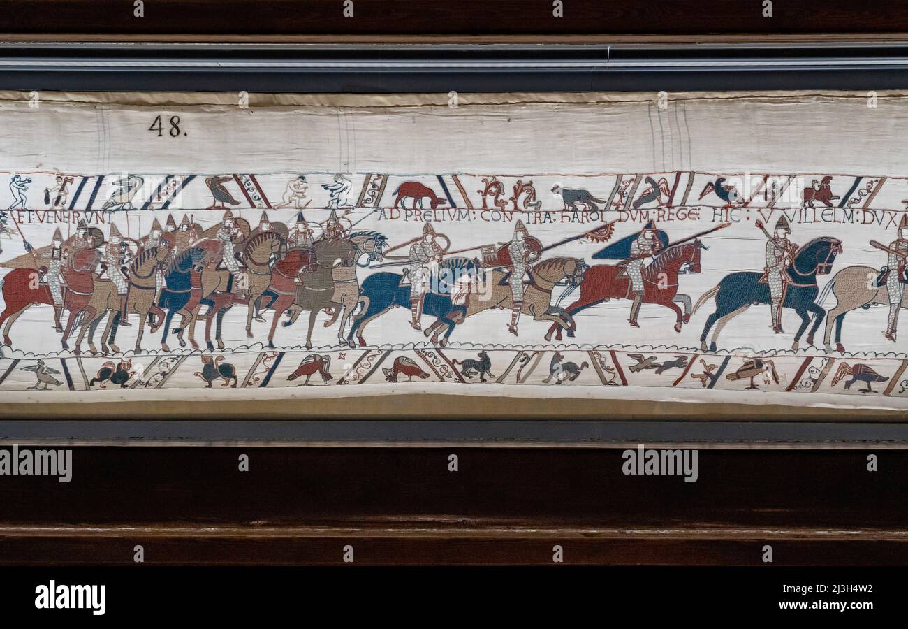 France, Basse Normandie, Calvados, Bayeux Tapestry Museum, Tapestry