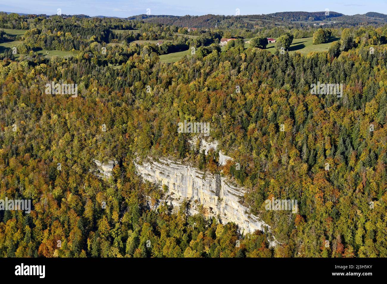 France, Doubs, Dessoubre valley, Cirque de Consolation, cliffs, autumn Stock Photo