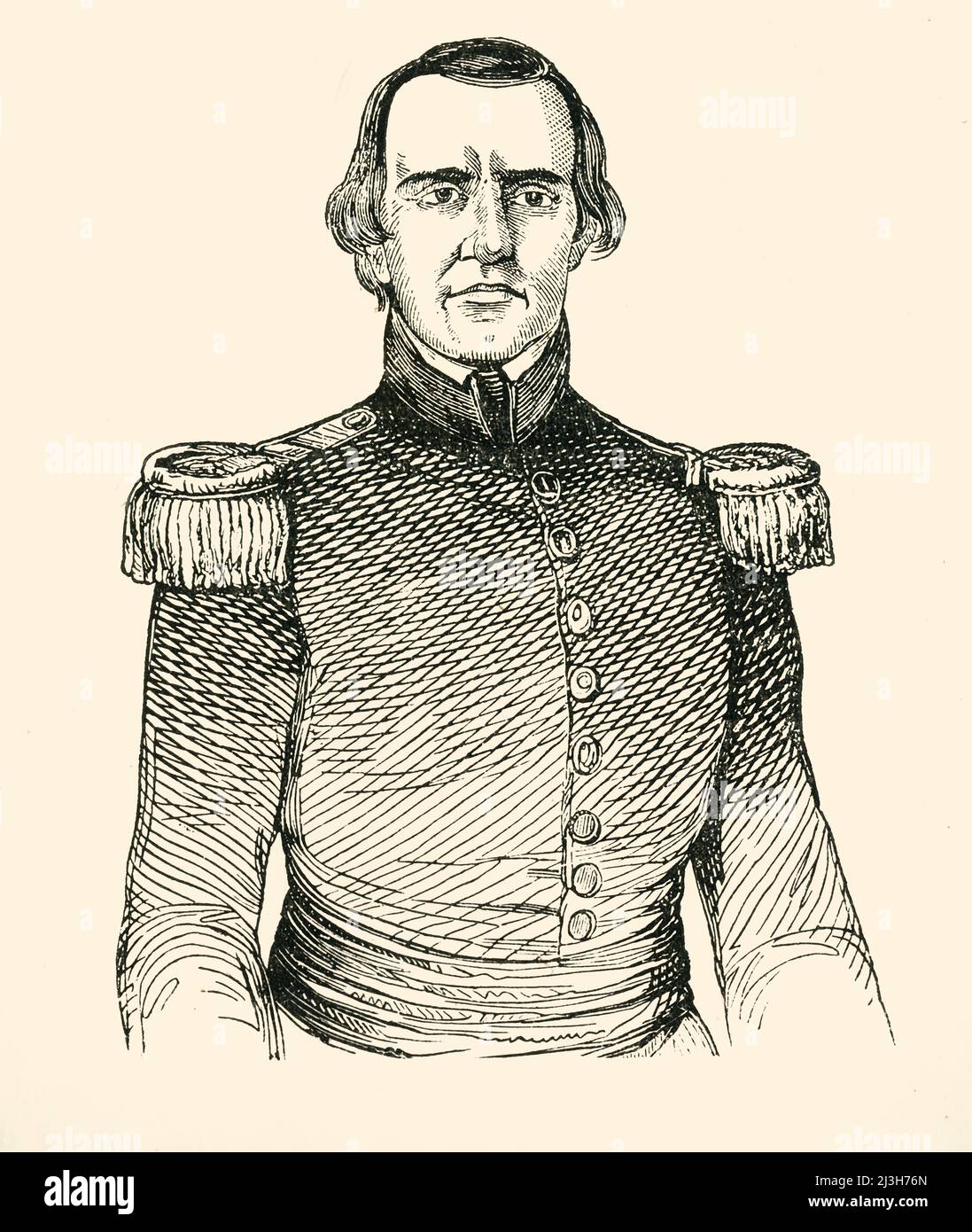 'Captain McCulloch', 1849. American soldier and Texas Ranger Benjamin McCulloch fought in the Texas Revolution, the Mexican-American War and the American Civil War. From &quot;Pictorial History of Mexico and the Mexican War&quot;, by John Frost, LL.D.. [Thomas, Cowperthwait and Co., Philadelphia, 1849] Stock Photo
