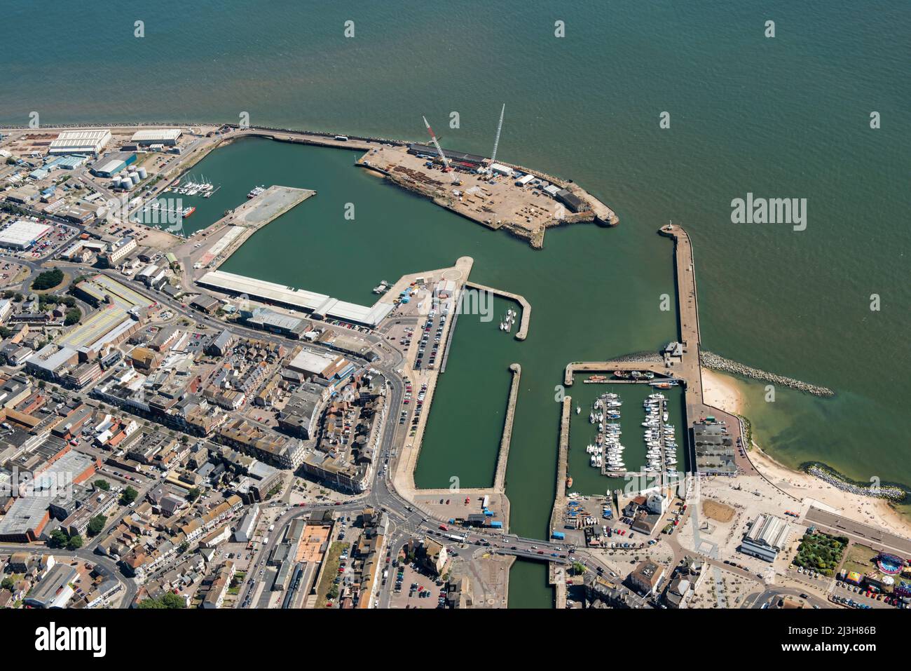 The harbour, town and High Street Heritage Action Zone, Lowestoft, Suffolk, 2016. Stock Photo