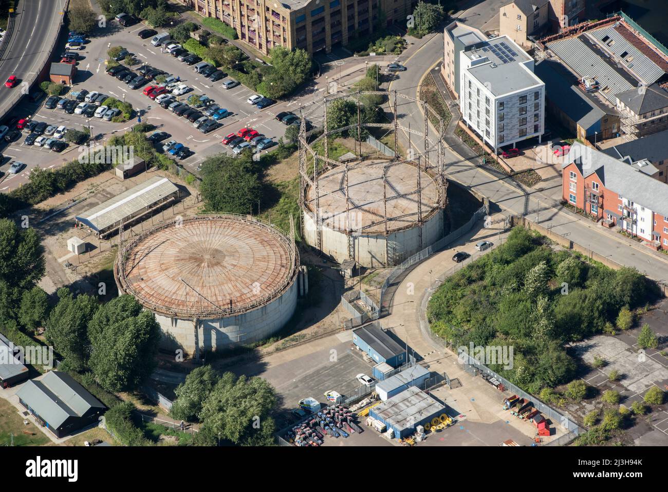 Gas Holders 114 and 115 at Chelmsford Gas Works, Chelmsford, Essex, 2016 Stock Photo Alamy