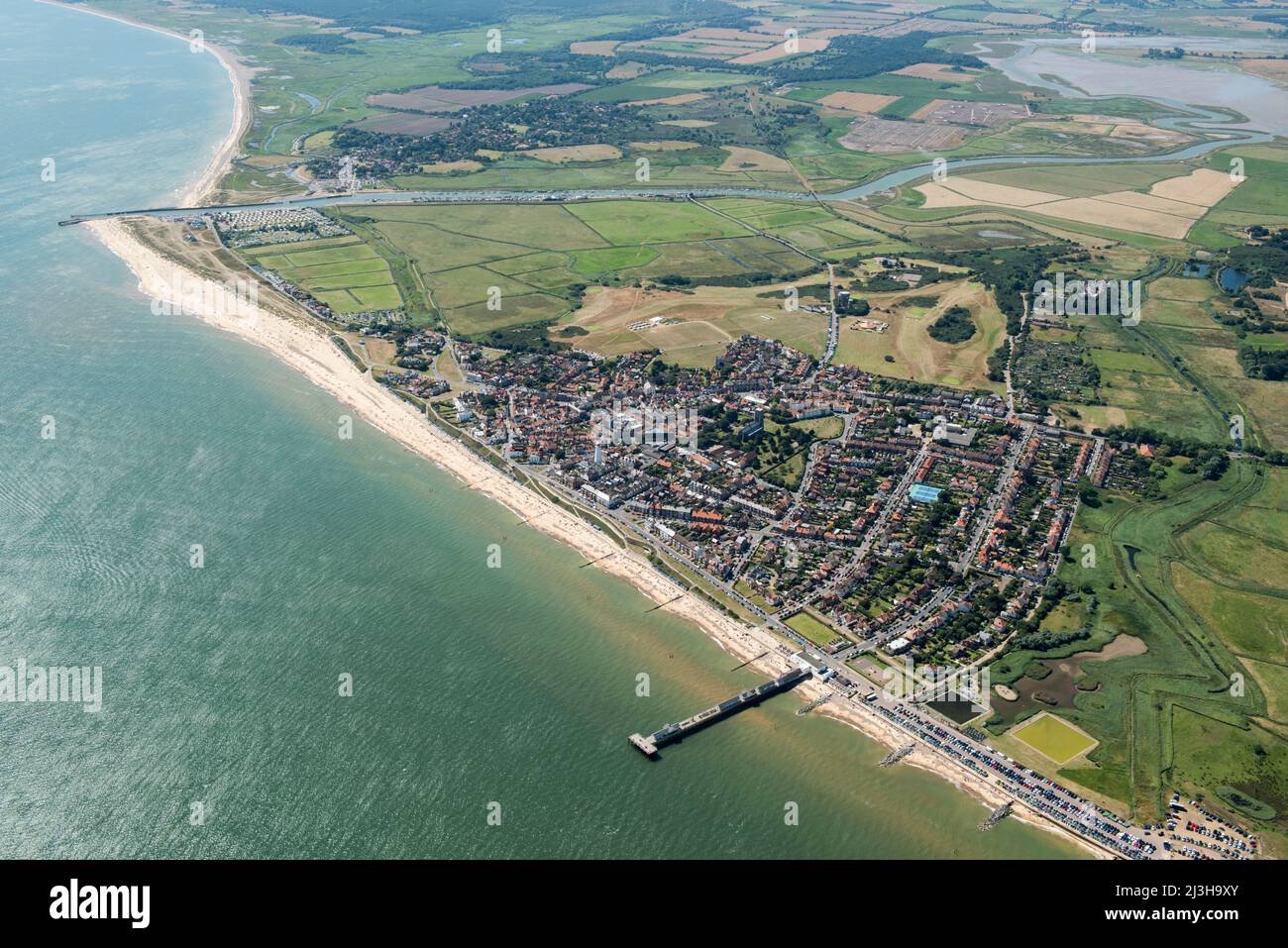 The town, looking towards Southwold Common and Walberswick, Southwold, Suffolk, 2016. Stock Photo