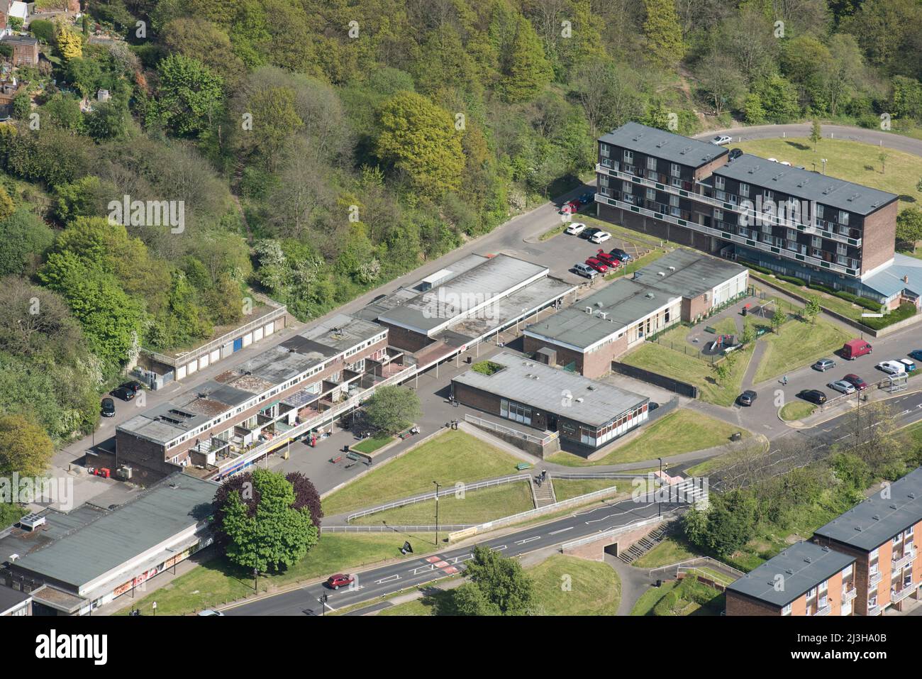 Late 1950s shopping parade and public house, Newfield Green, Sheffield