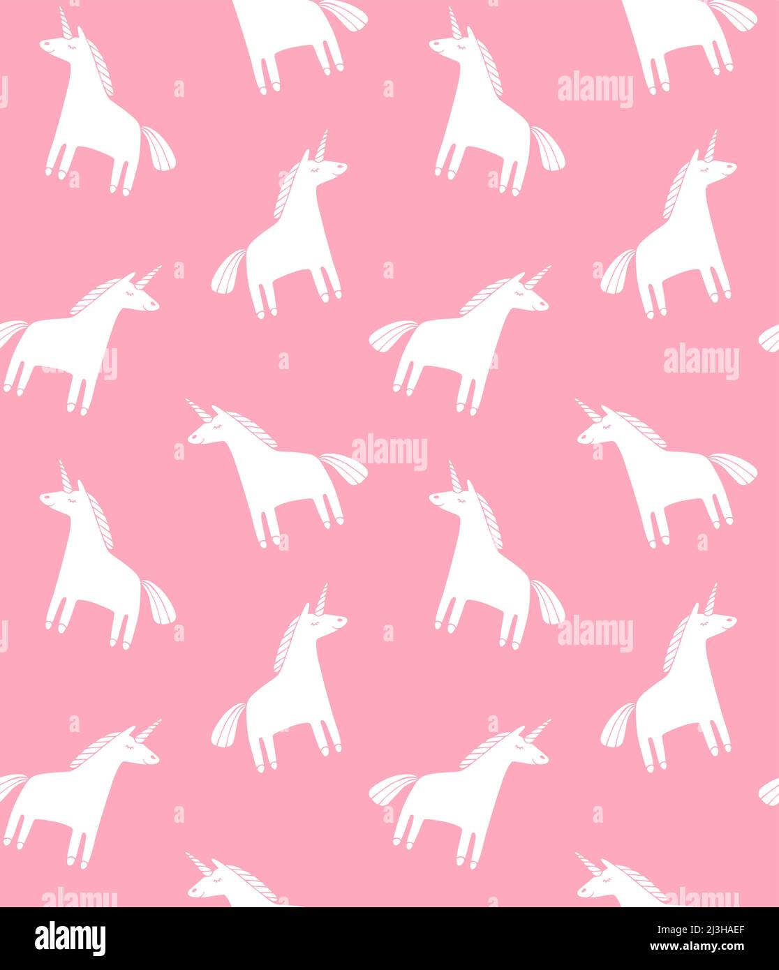 Vector seamless pattern of white hand drawn doodle unicorn silhouette ...