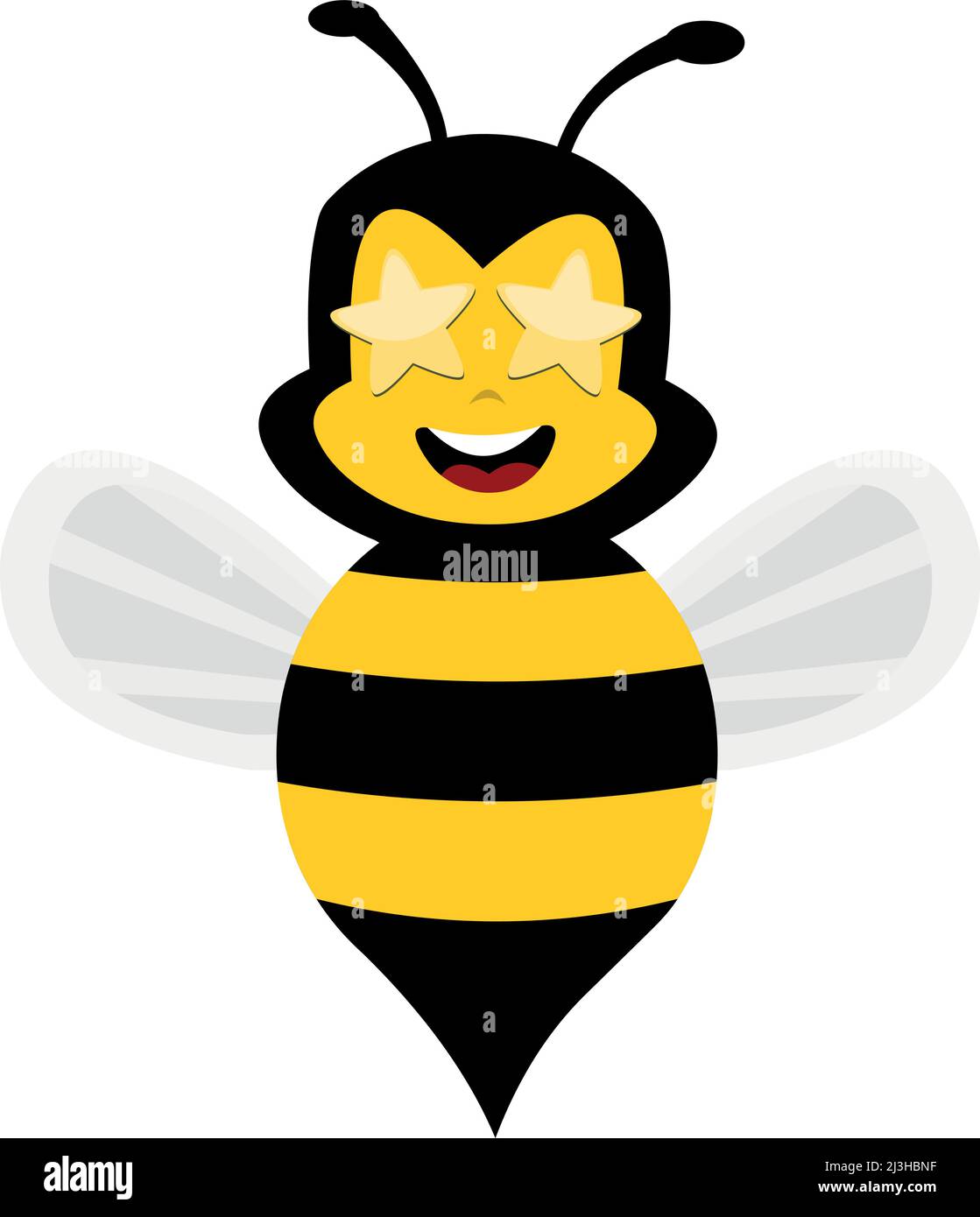 Vector character illustration of a cartoon bee with eyes in the form of stars Stock Vector