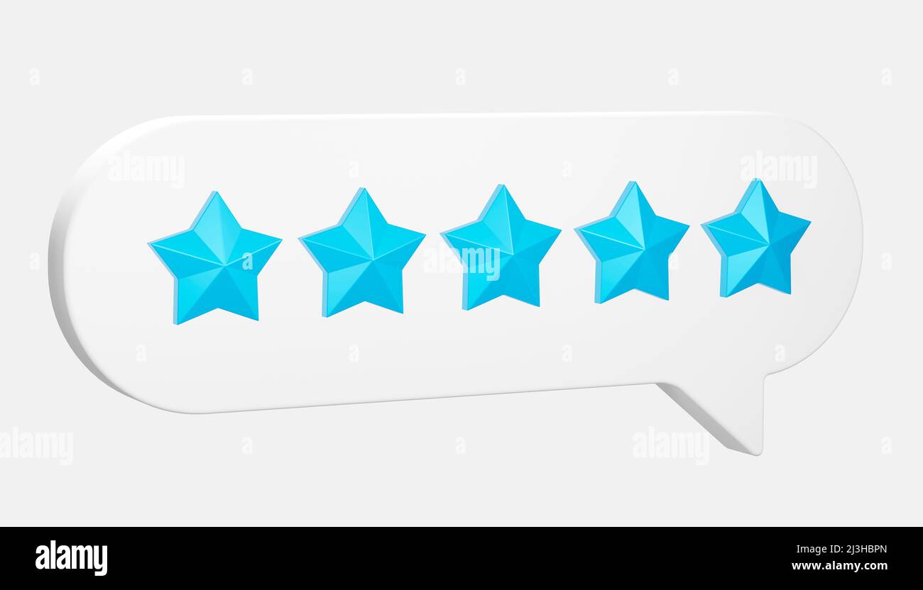 Excellent feedback with five blue stars. 3D render Stock Photo - Alamy
