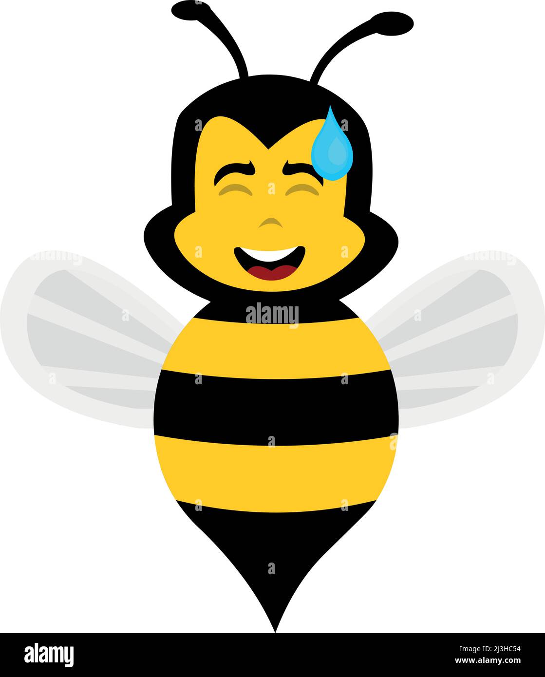 Vector illustration of a cartoon bee with an embarrassed expression and a drop of sweat on its head Stock Vector