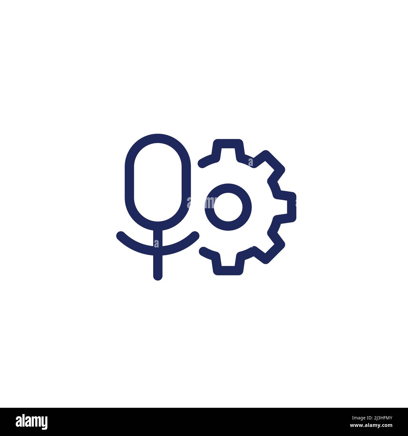 recording settings line icon, microphone and gear Stock Vector