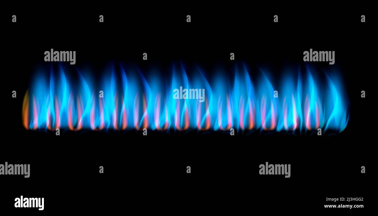 Blue gas flames against dark background Stock Photo Alamy