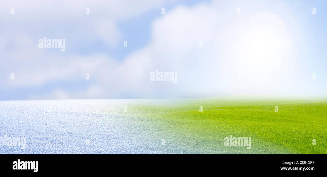 Season change from winter to spring Stock Photo Alamy