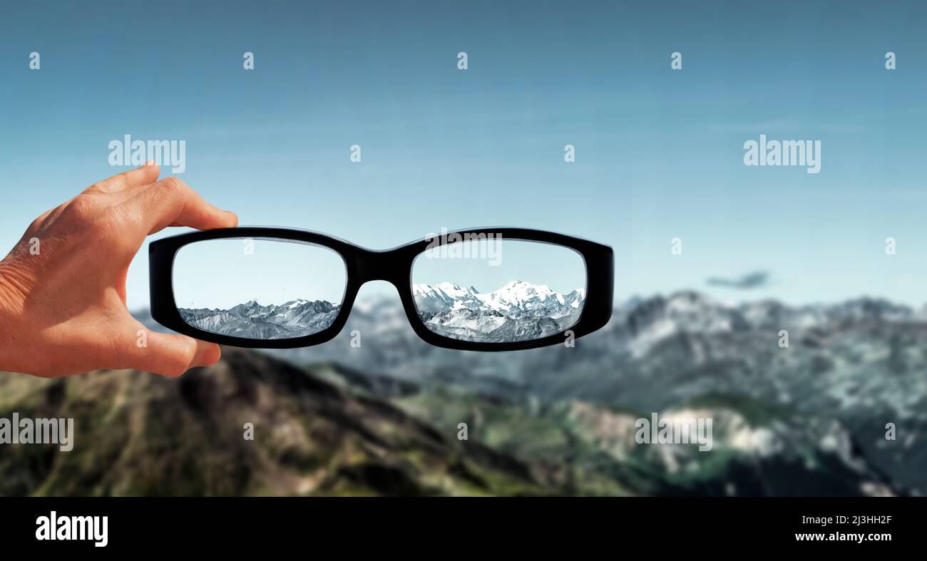 Sharp vision through glasses into the distance Stock Photo