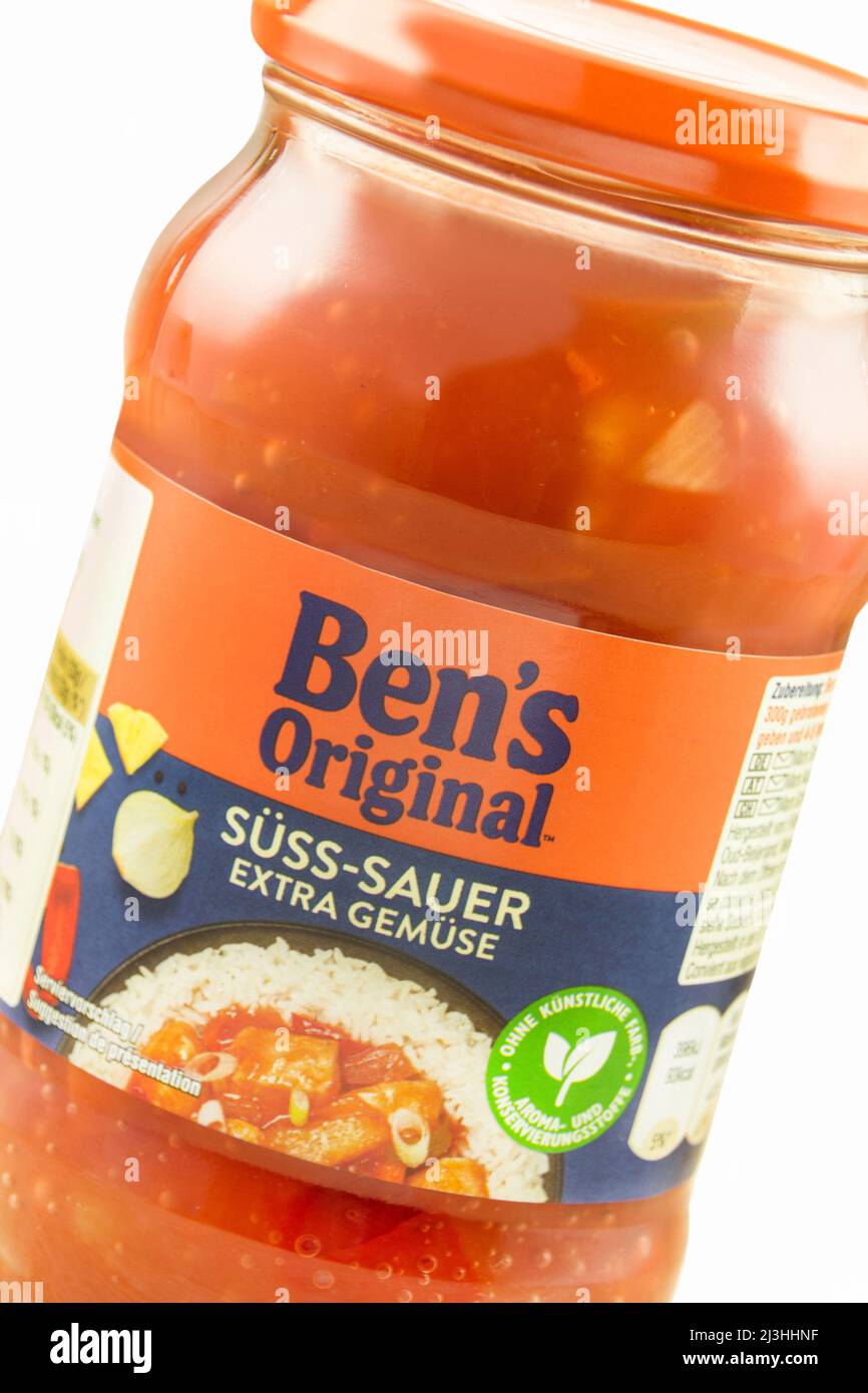 Hamburg, Germany March 29 2022 German Original Ben's sauce isolated on white background Stock