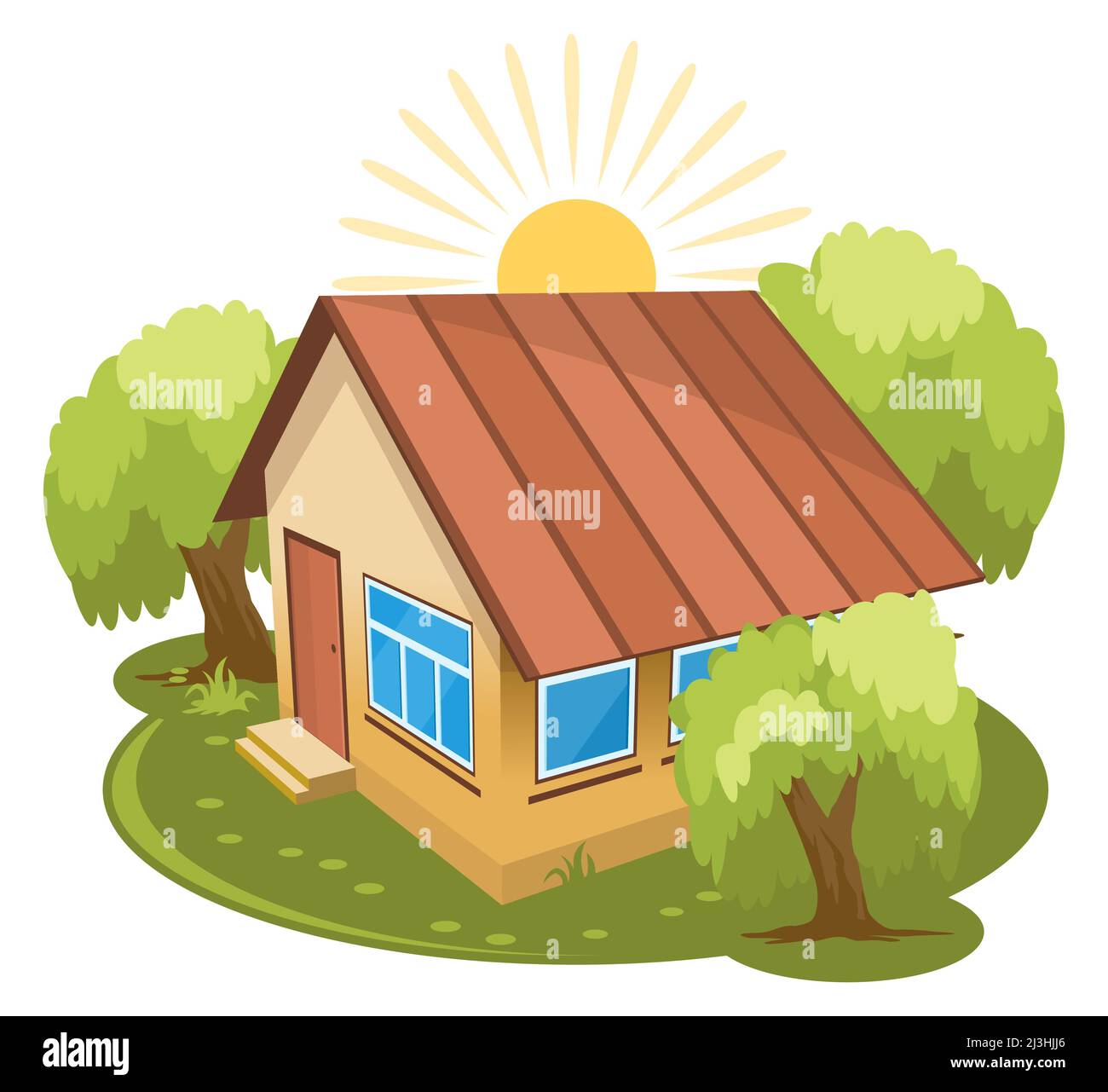 Summer landscape. House surrounded by trees Stock Vector Image & Art ...