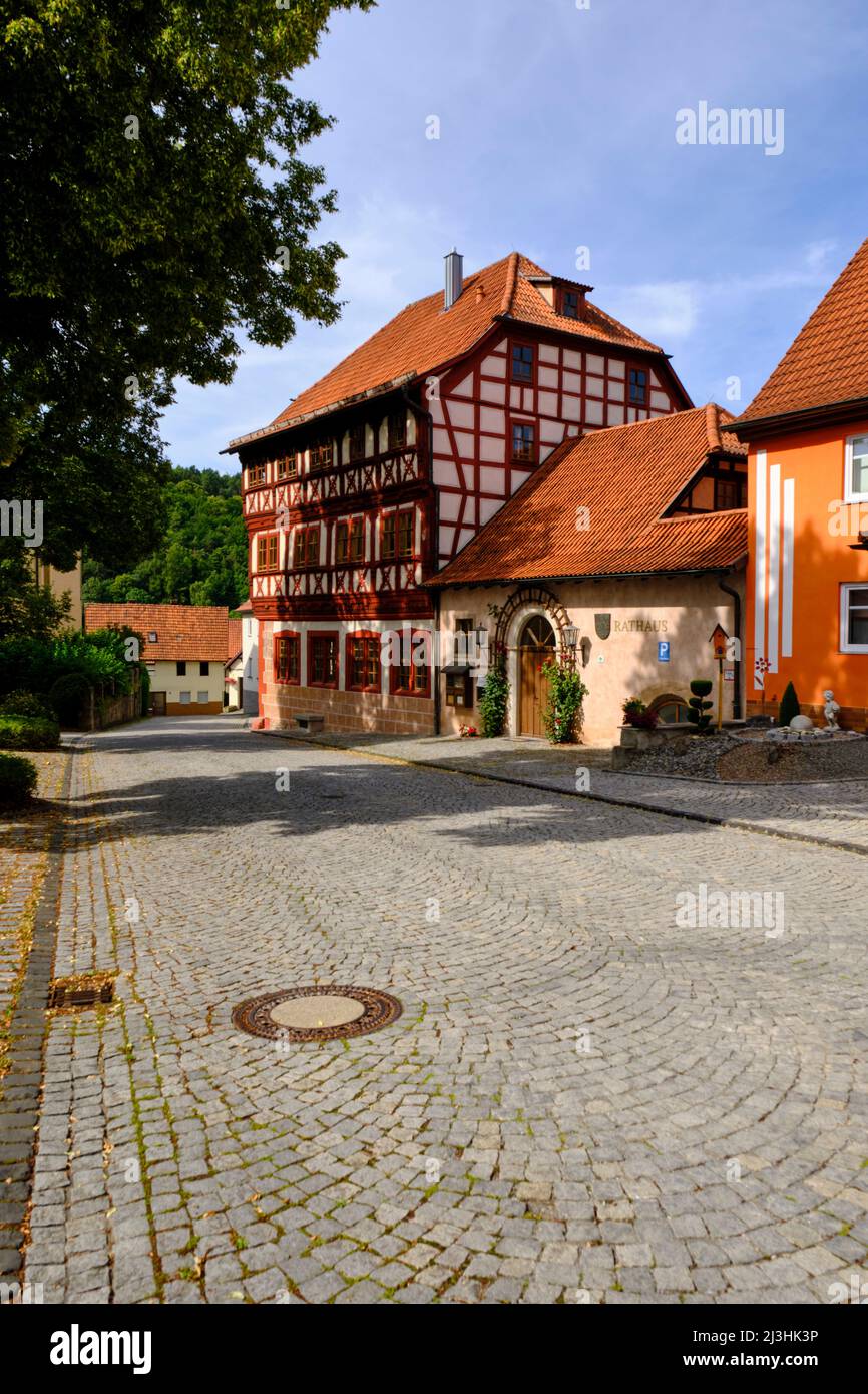 The town hall in Stockheim, district Rhön-Grabfeld, biosphere reserve Rhön, Lower Franconia, Franconia, Bavaria, Germany Stock Photo