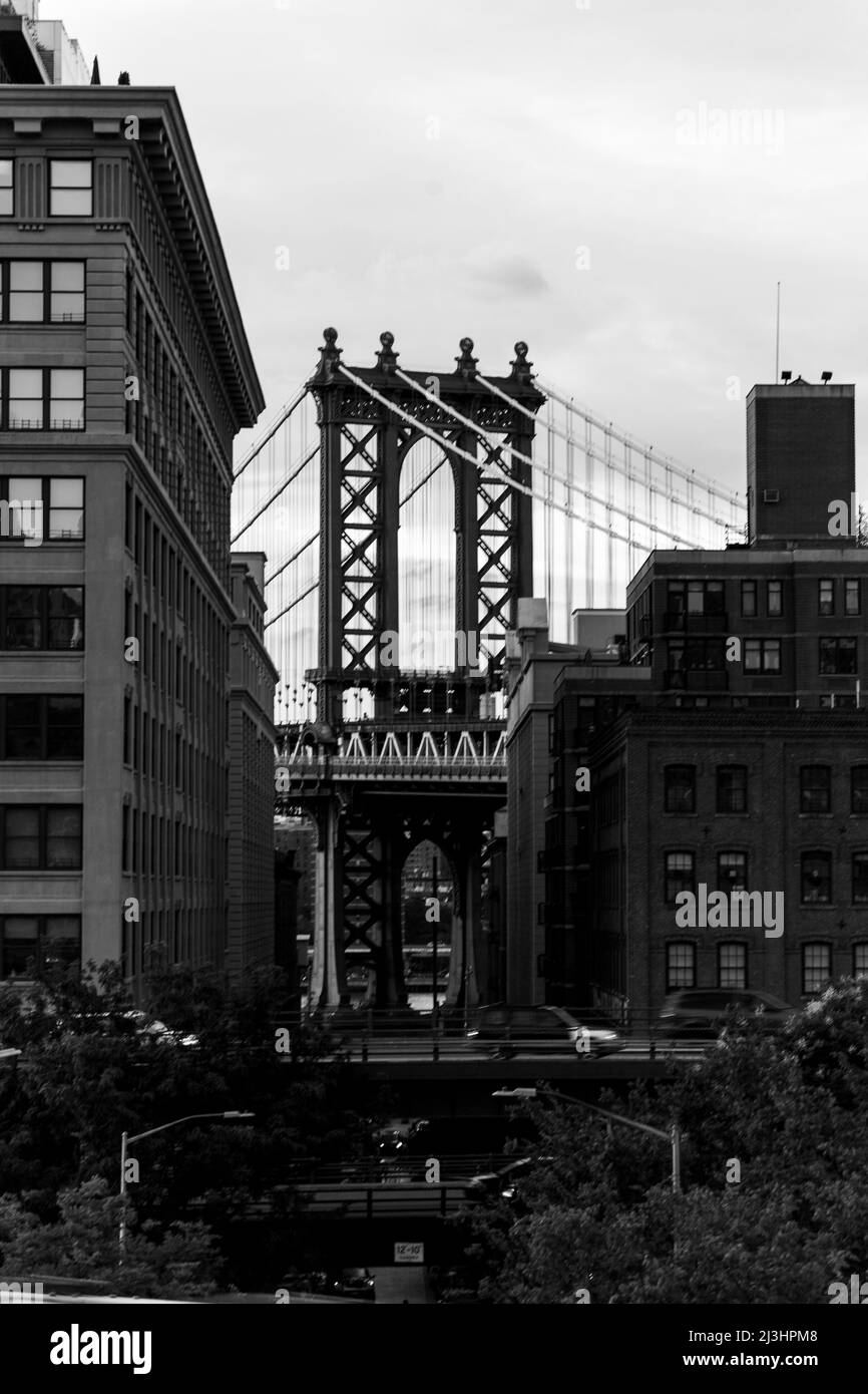 Downtown Brooklyn, New York City, NY, USA, Brooklyn Bridge over East River Stock Photo
