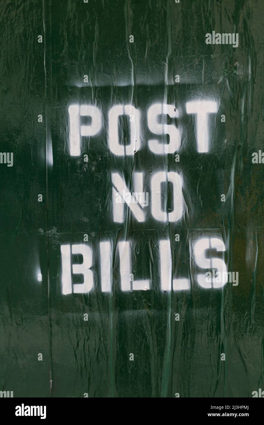 Midtown SOUTH, New York City, NY, USA, Post no Bills sign on a wall in New York Stock Photo