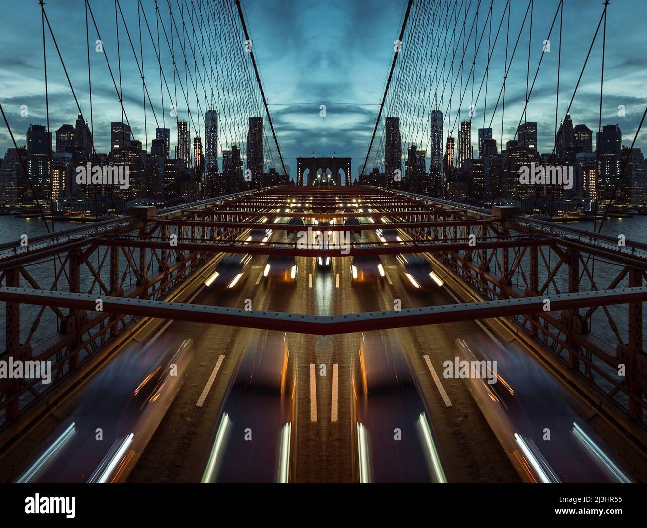 Dumbo/FULTON FERRY, New York City, NY, USA, Brooklyn Bridge over East