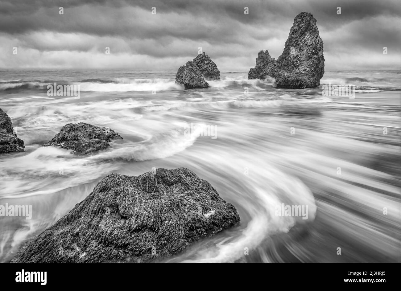 Sea Stacks on the Northern California coast Stock Photo