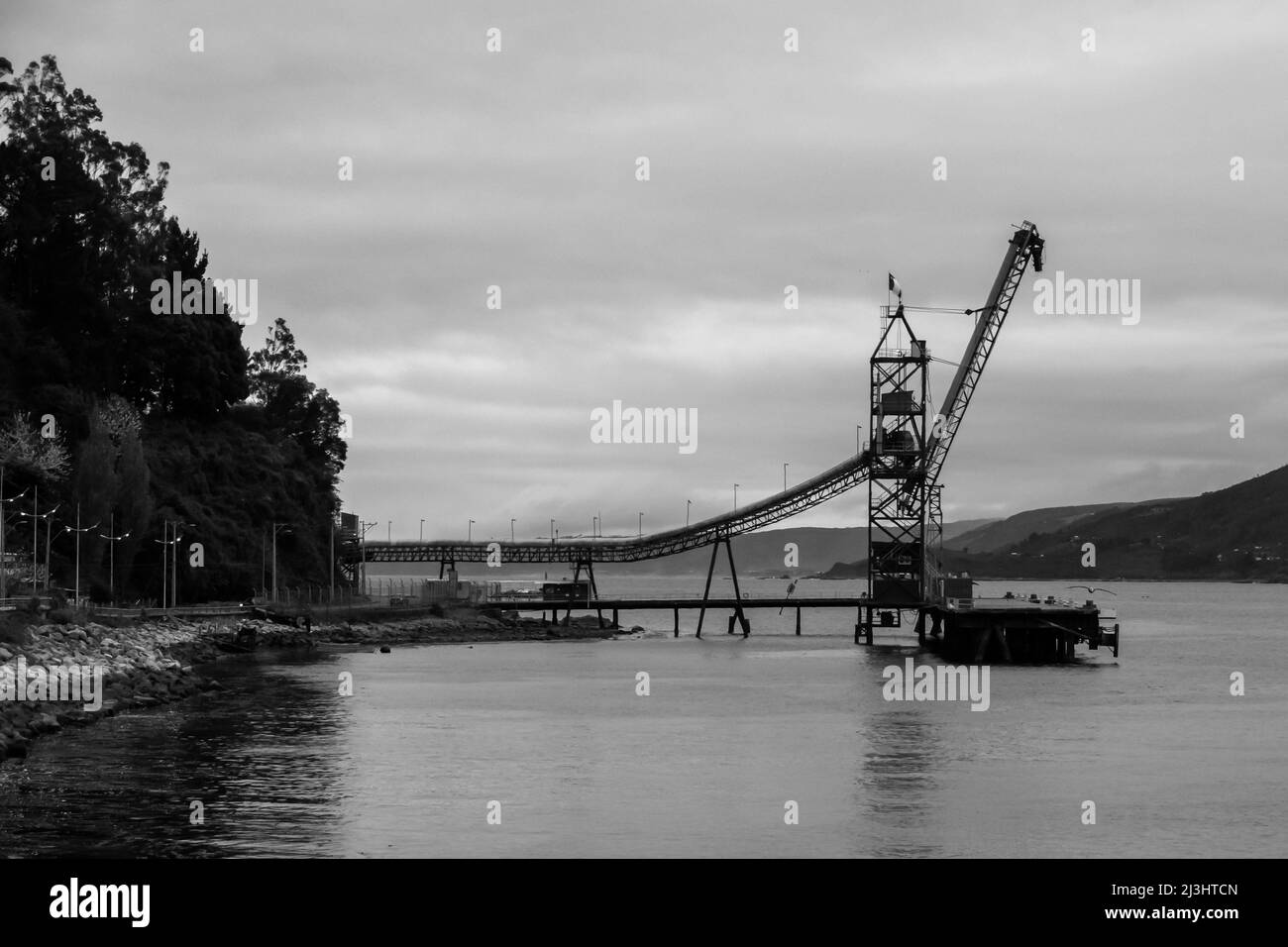 The port of Corral at the Valdivia river, south Chile Stock Photo