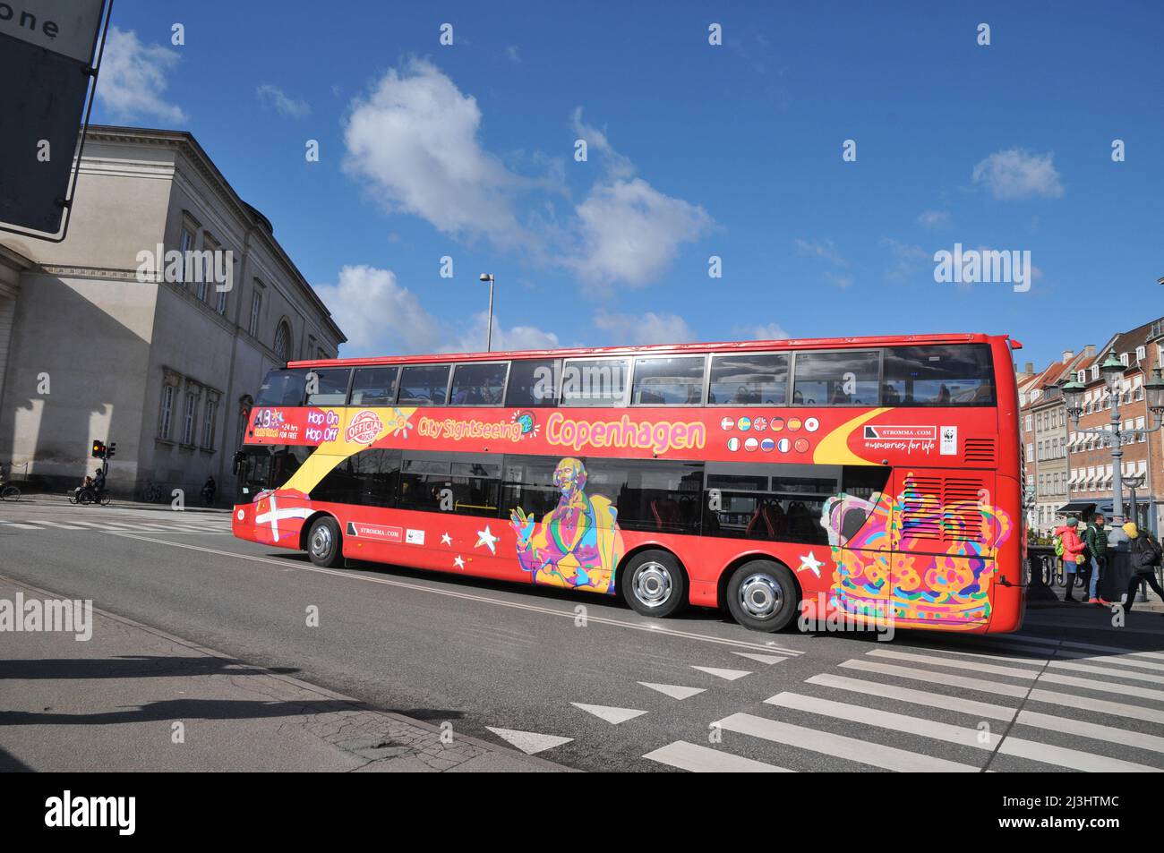 Copenhagen/Denmark/.08 April 2022/.Tourism in danish capital bus sight ...