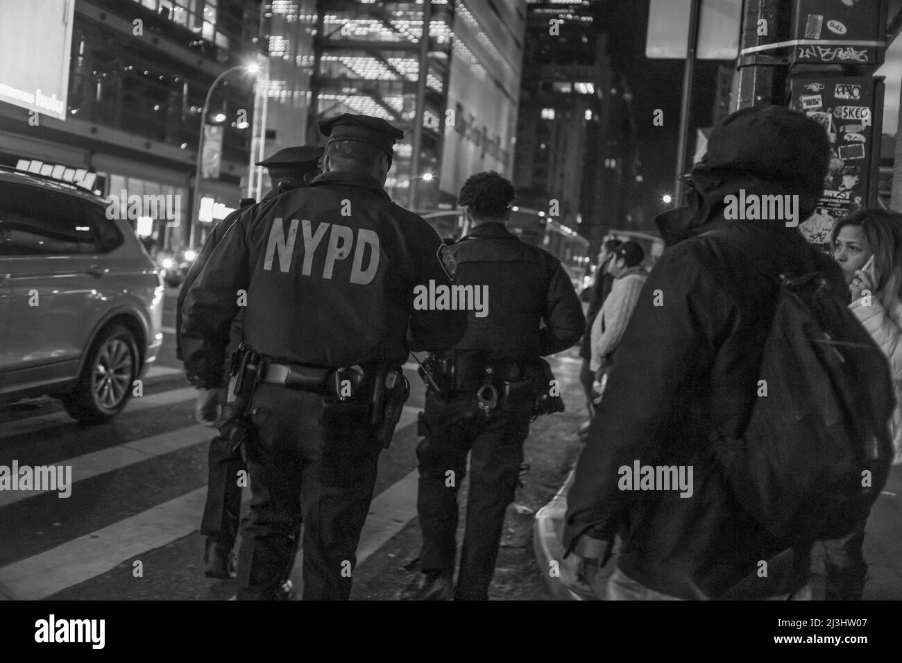 New York City, NY, USA, NYPD officers in the streets of Manhattan Stock Photo
