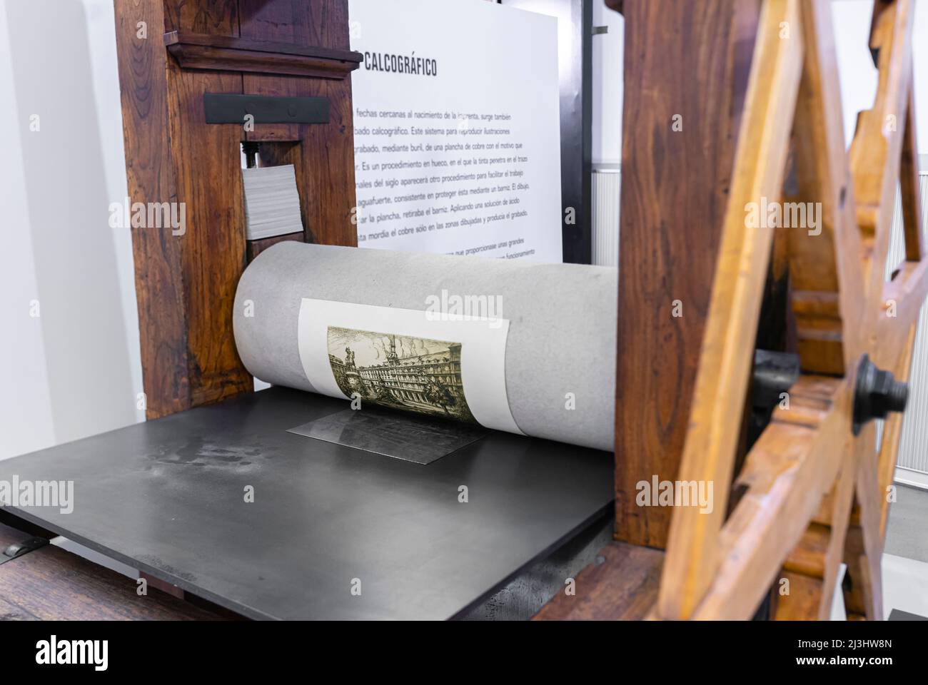 Etching press, circa 1789. The press designed to print metal plates