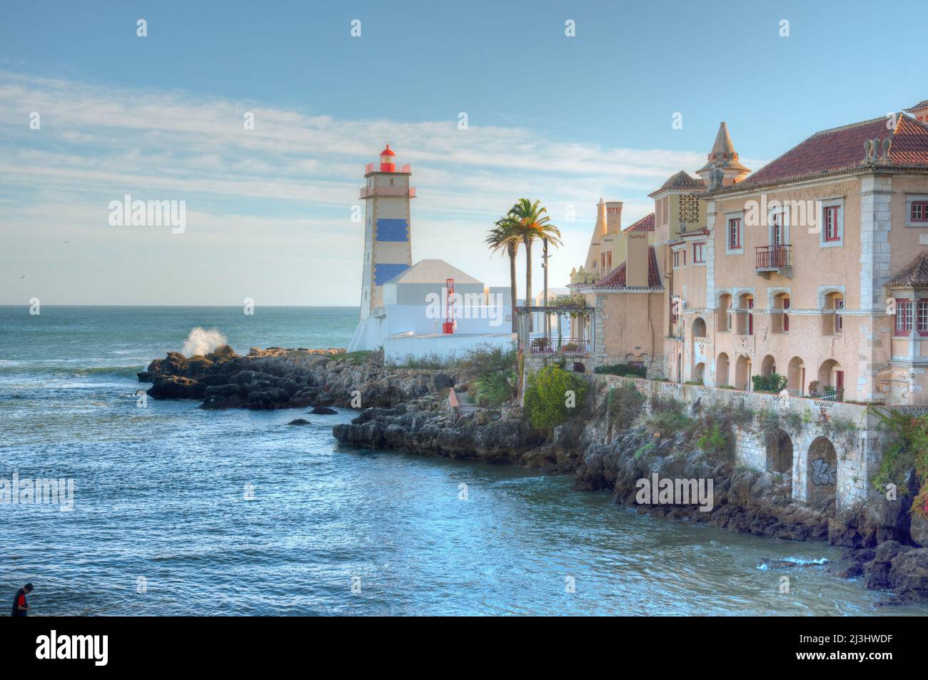 Santa Marta lighthouse museum in Portuguese city Cascais. Stock Photo