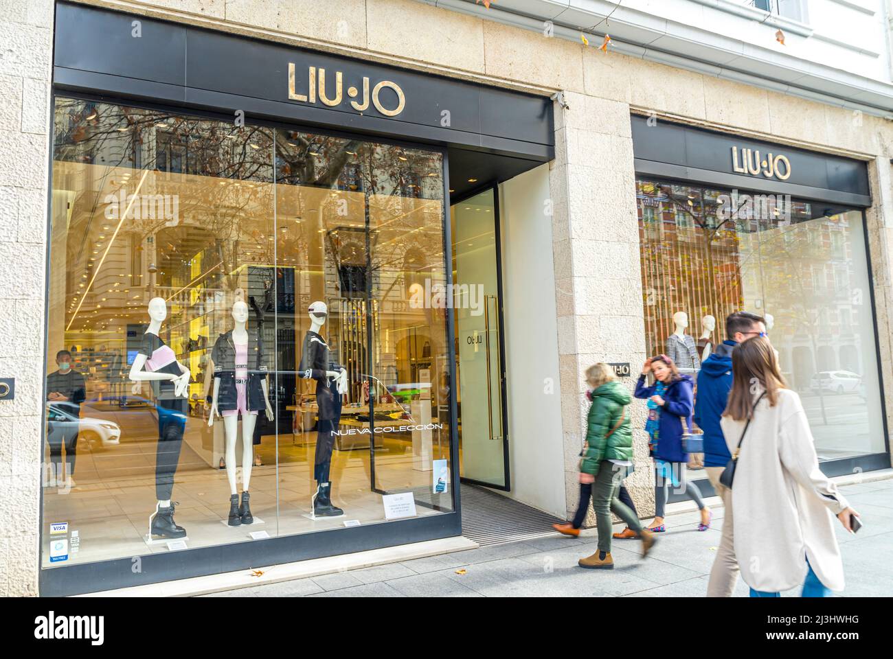 Liu Jo on Calle Serrano. Women's clothing store in Madrid, Spain Stock Photo