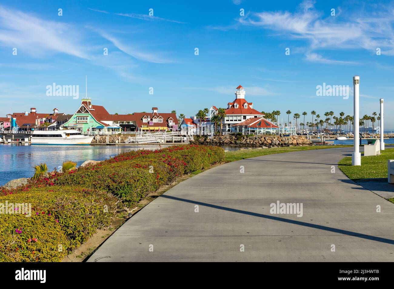 Shoreline Village in Rainbow Harbor In Long Beach, California. USA. Stock Photo