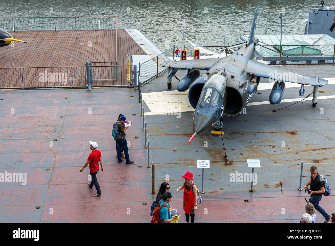 12 AV/W 46 ST, New York City, NY, USA, British Aerospace AV-8C Harrier at the Intrepid Sea, Air & Space Museum - an american military and maritime history museum showcases the aircraft carrier USS Intrepid. Stock Photo