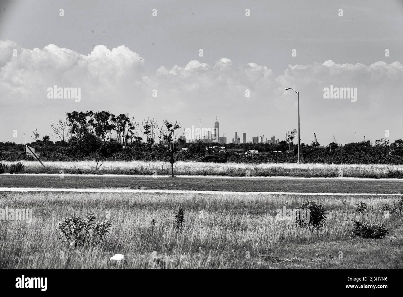 FAR ROCKAWAY, New York City, NY, USA, The skyline of Manhattan from a