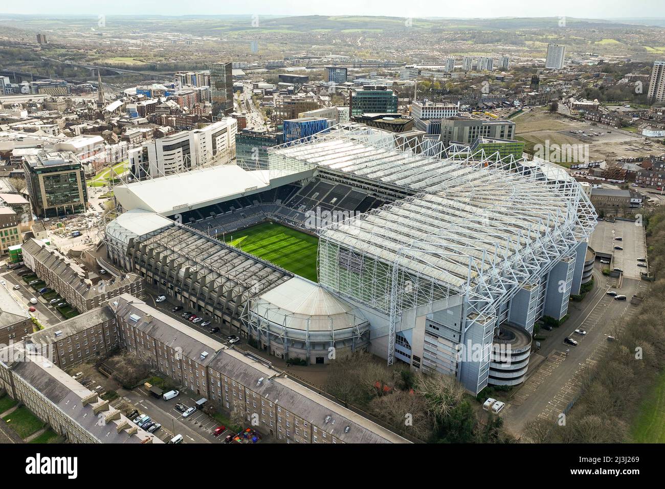 Newcastle, UK. 08th Apr, 2022. Aerial view of St. James