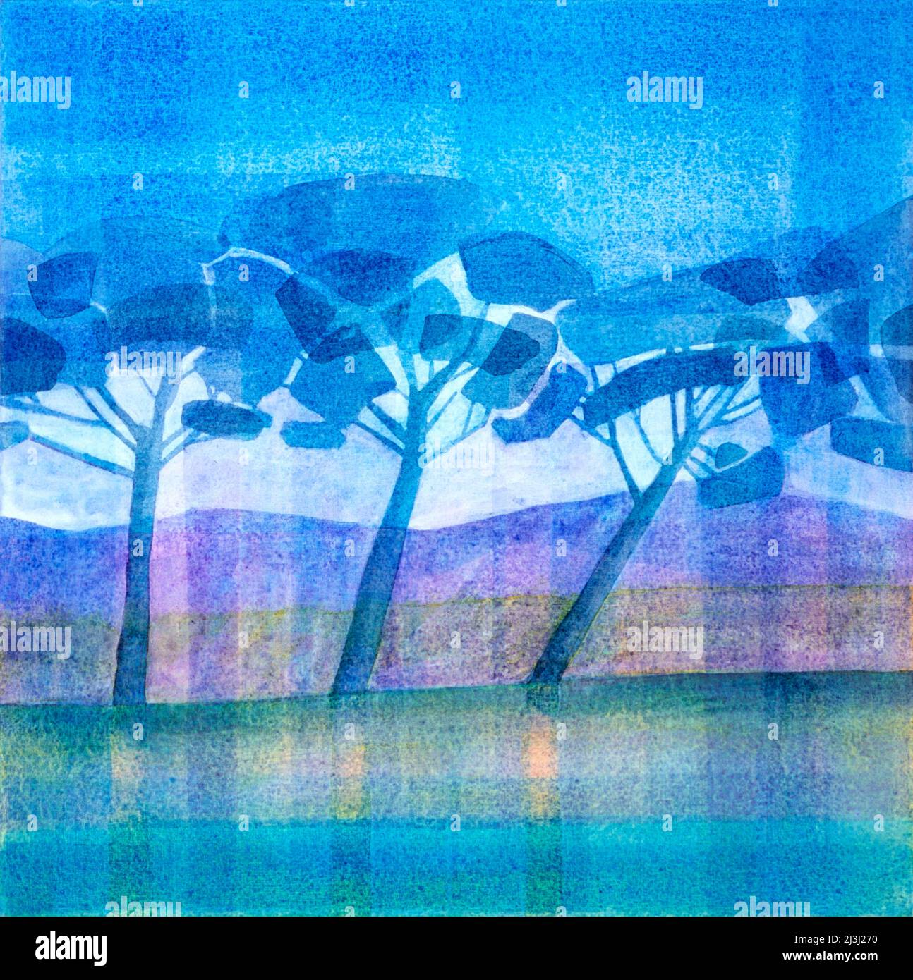 Painting of pine trees hi-res stock photography and images - Alamy