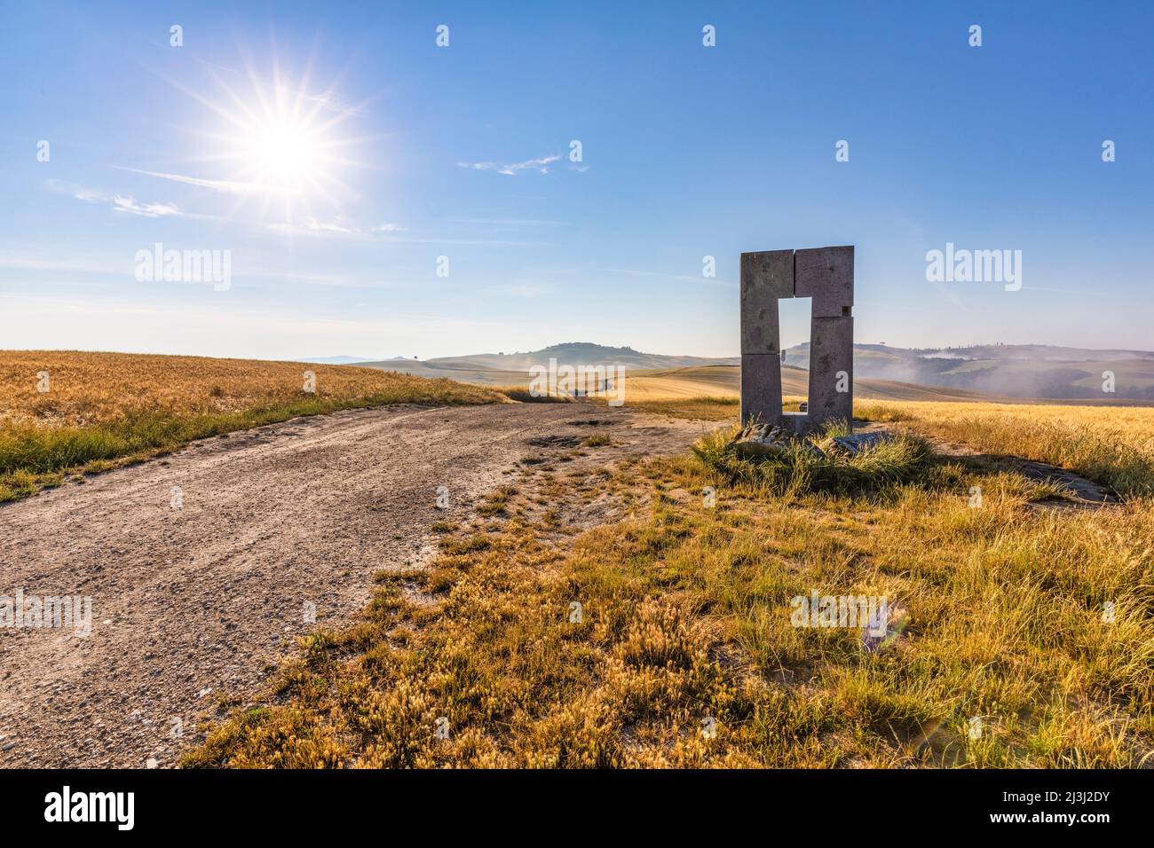 Europe, Italy, Tuscany, the Site Transitories, installation of the artist Jean-Paul Philippe immersed in the Senesi Crete between the towns of Leonina and Mucigliani, in the municipality of Asciano, Siena Stock Photo