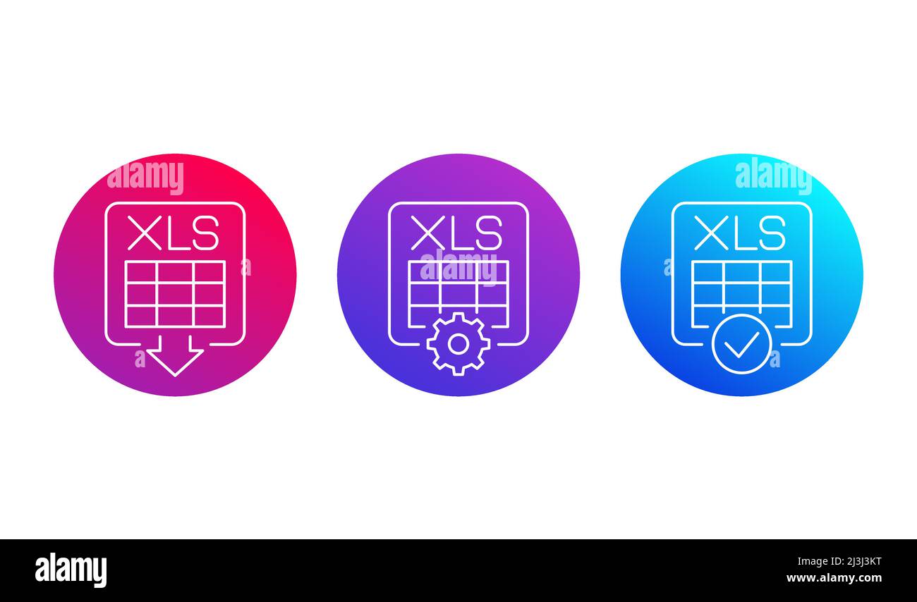 download xls document line icons for web and apps Stock Vector Image ...