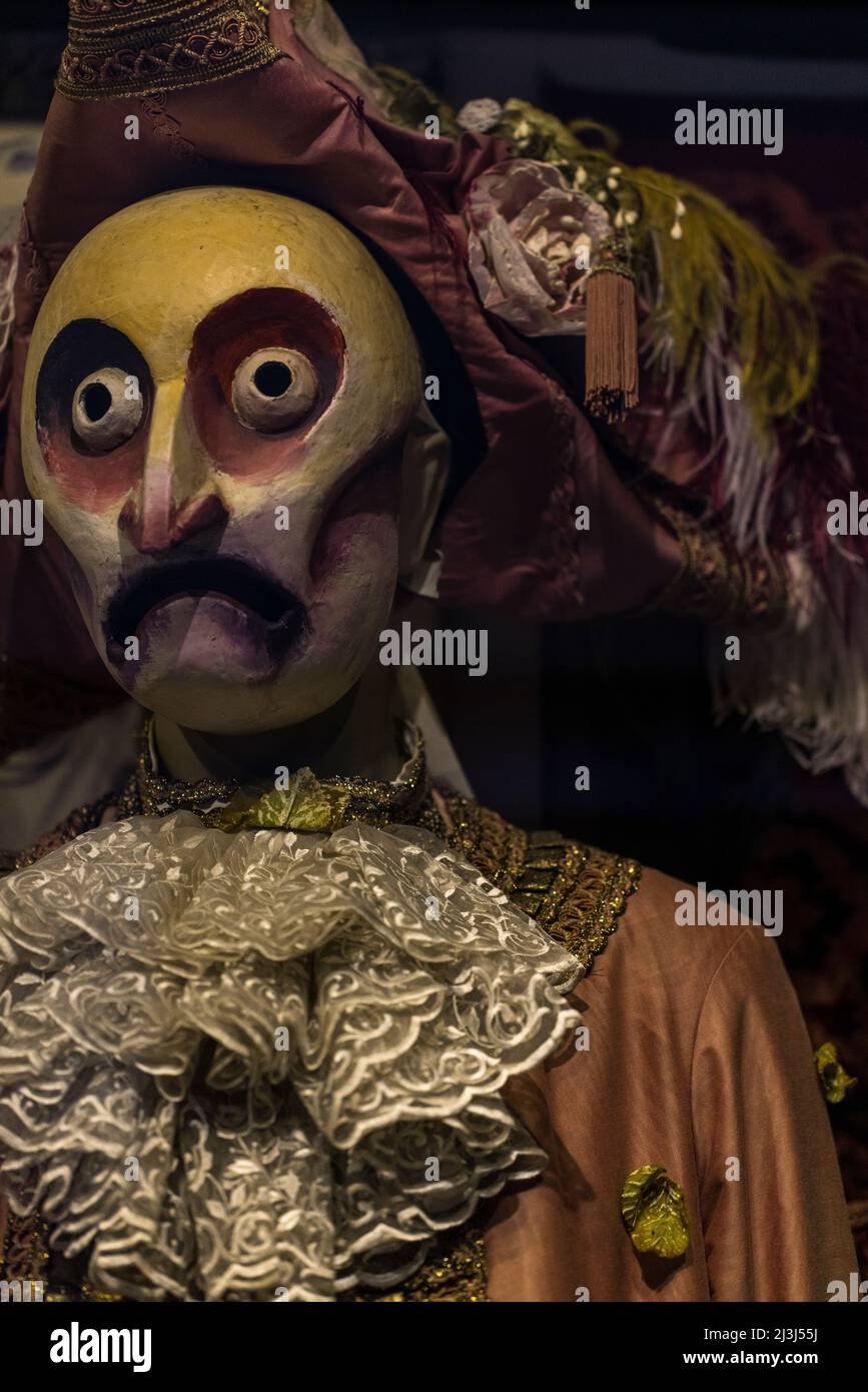 Creepy Venetian wooden doll in Venice, Italy Stock Photo