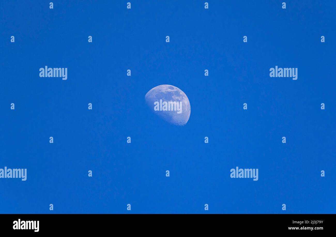 Waxing moon, blue sky, Bavaria, Germany, Europe Stock Photo