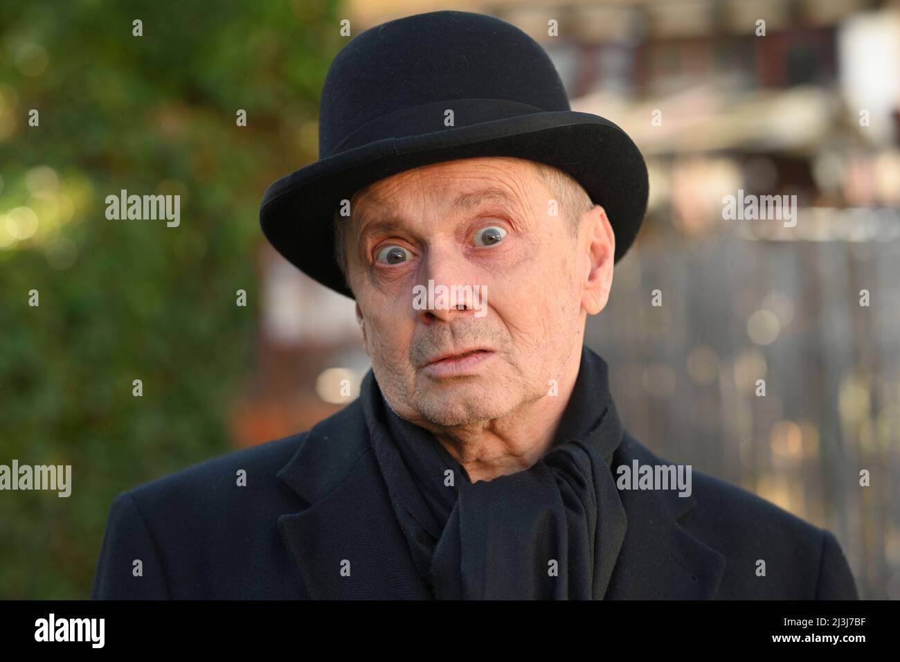 Portrait of elderly man in elegant clothes, facial expression, portrait Stock Photo